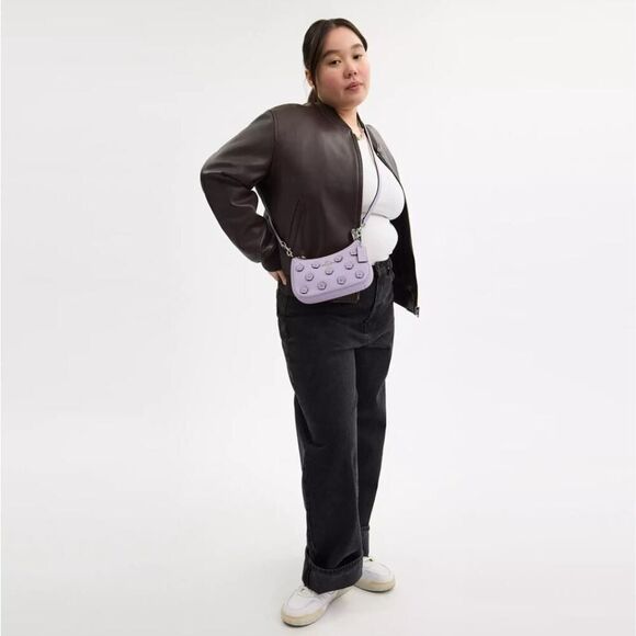 NWT Coach CAJ98 Teri Mini Crossbody Bag With Floral Applique Silver/Lilac - Picture 9 of 12